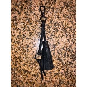 Tumi Leather Tassle Keychain Black